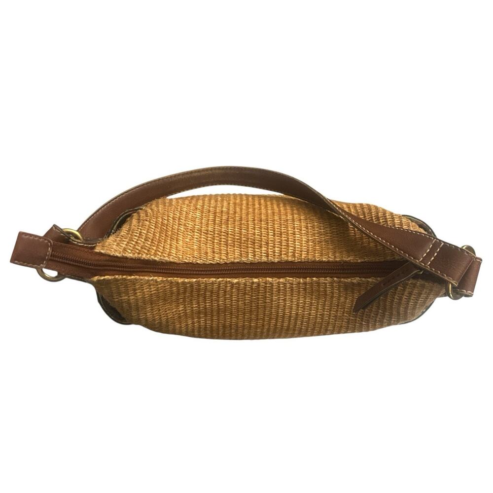 Fossil Purse Thatch Weave & Leather Shoulder Bag Brown Brass Accents - Picture 8 of 16